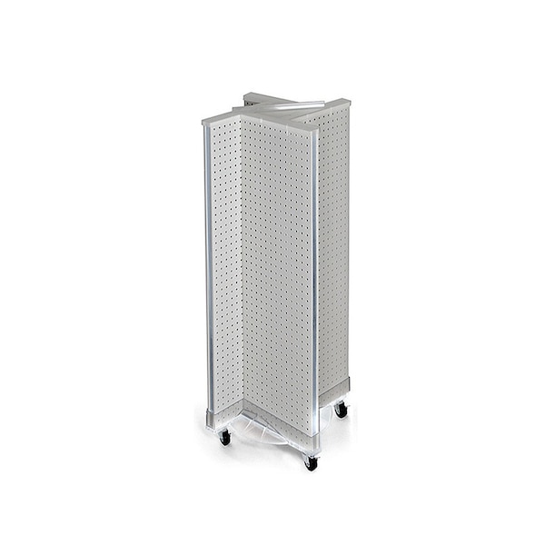 Pinwheel Pegboard Floor Display on Revolving Base. Spinner Rack Stand.